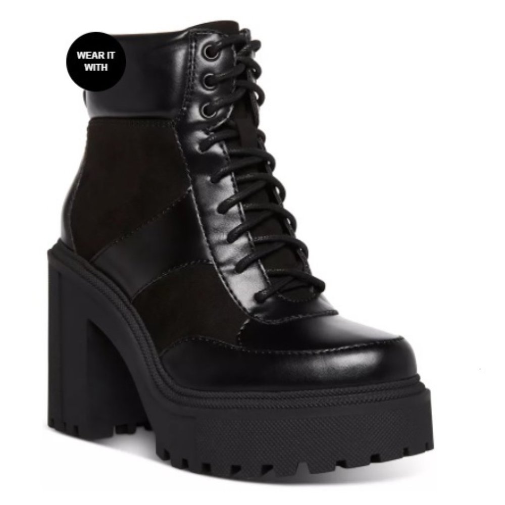 $59 *NWT* (8.5) Madden Girl Rogue Lace-Up Platform Lug Booties